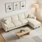 HOMCOM - Canapé sectionnel modulable avec chaise longue - blanc crème-La méridienne peut être placée à droite ou à gauche pour s'adapter à la disposition de la pièce 
