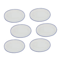 Casa Domani - Assiette ovale bleue Café 24x15cm - Lot de 6-Fait de porcelaine