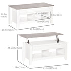 HOMCOM - Table basse relevable avec rangement caché et étagères ouvertes - blanc-Plateau de bureau ajustable pour répondre à vos différents besoins