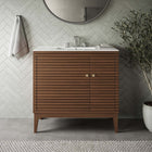 Modway - Ledger 36" Armoire de toilette de salle de bain (lavabo non inclus) - Noyer-Charnières à fermeture douce