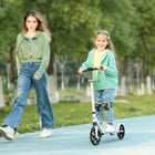 Qaba - Trottinette avec hauteur réglable, grande roue de 200 mm - blanc-La fourche avant amortissante, les pneus et les roulements ABEC-7 assurent une conduite fluide 