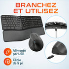 Delton - Ensemble clavier et souris filaires ergonomiques KB250&S38 - noir-Dotée d'un capteur optique, cette souris ergonomique verticale assure des mouvements fluides et précis sur diverses surfaces, ce qui la rend idéale pour le travail ou les loisirs.