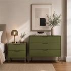 Manhattan Comfort - Table de chevet Avira 20" style mid-century moderne à 2 tiroirs - Vert olive-Garantie limitée du fabricant de 30 jours