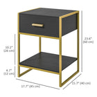 HOMCOM - Table de nuit avec tiroir et étagère - noir - lot de 2-1 tiroir coulissant et une étagère offrent suffisamment d'espace pour ranger vos objets 