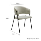 Modway - Nella Rembourré Chenille à bruyère Chaises de salle à manger Ensemble de 2 - Noir taupe-Dossier de canon