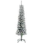 HOMCOM - Arbre de Noël artificiel fin floqué de neige artificielle 5pi-Le design floqué de neige ajoute une atmosphère hivernale 
