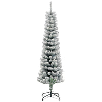 HOMCOM - Arbre de Noël artificiel fin floqué de neige artificielle 5pi-Le design floqué de neige ajoute une atmosphère hivernale 