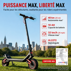 Gyrocopters - Trottinette électrique Flash 6.0 MAX pour adultes et adolescents - Vitesse : 32 km/h - Autonomie : 40 km - Noir-Autonomie maximale inégalée de 40 km