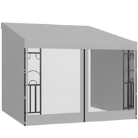 Outsunny - tonnelle pergola murale 10 pi l x 10 pi L avec rideaux et moustiquaires - gris clair-Fixé au mur, apporte l'intérieur à l'extérieur