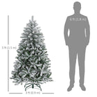 HOMCOM - Sapin de Noël Artificiel Flocké de 5 pieds avec Support Métallique - Branches Articulées-La base métallique stable offre une stabilité et un soutien fiables 