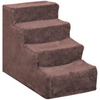 PawHut - Escalier pour animaux à 4 marches, escalier pour chat, pour grimper sur le lit - brun-Aidez à prévenir les blessures des animaux causées par les sauts sur les meubles grâce à nos escaliers adaptés aux animaux 