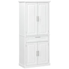 HOMCOM - Armoire de cuisine 72 po avec tiroir et étagères ajustables - blanc-Finition peinte avec des panneaux de porte en relief et des accents métalliques antiques qui rafraîchissent votre intérieur 