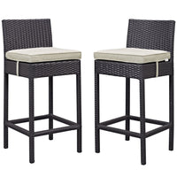 Modway - Lift Terrasse extérieure Tabouret de bar - Espresso Beige - Ensemble de 2-Pour divertir ou pour un usage quotidien