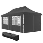 Outsunny - Tente auvent pliante réglable 20 pi l x 10 pi L avec paroi latérale - Sac de transport - Gris-En ajustant l'emplacement des parois latérales, vous pouvez modifier la position de la porte et de la fenêtre