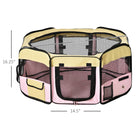 PawHut - Hexagon Fabric Portable & Foldable Pet Playpen-Couleur : rose et beige