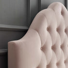 Modway - Sovereign Touffe de diamant Performance Velvet Tête de lit complète, Rose-Rembourrage en mousse dense