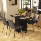 HOMCOM - Table à manger pliante à roulettes avec rallonge, tiroirs et armoire de rangement pour 4-6 personnes - noir-Deux rallonges se soulèvent pour accueillir jusqu'à six personnes 