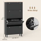 HOMCOM - Armoire à chaussures avec 4 tiroirs rabattables au design étroit - noir-Quatre pieds en bois de pin massif pour un soutien fiable 