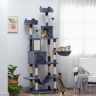 PawHut - grand arbre à chat 81 po avec poteaux à griffer, condos, lits - gris foncé-Fabriqué en panneau de particules avec une grande base pour plus de stabilité 