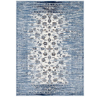 Modway - Chiara Treillis floraux vieillis contemporains Tapis de comédie 8 pi l x 10 pi L - Bleu marocain et ivoire-Tapis à treillis floral vieilli