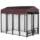 PawHut - Chenil pour chien d’extérieur 8 pi x 4 pi x 6 pi - rouge-12 panneaux de fil solide et un cadre en métal améliorent la stabilité et garantissent une utilisation quotidienne 