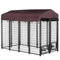 PawHut - Chenil pour chien d’extérieur 8 pi x 4 pi x 6 pi - rouge-12 panneaux de fil solide et un cadre en métal améliorent la stabilité et garantissent une utilisation quotidienne 