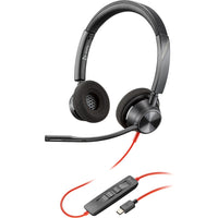 HP - Casque stéréo USB-C Poly Blackwire 3320 avec adaptateur USB-C/A-Conception des écouteurs : Supra-auriculaire (stéréo), fermé