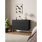 Manhattan Comfort - Dumbo commode moderne 35,19" - noir-Comprend 3 tiroirs à extension totale avec tiroir supérieur doté de lignes nervurées verticales