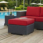 Modway - Sojourn Terrasse extérieure Ottoman Sunbrella in Toile Rouge-Tissage en rotin synthétique