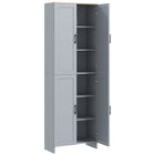 HOMCOM - Armoire de cuisine 67 po à 4 portes avec étagères réglables - gris-Doté d’un panneau de porte encastré notre armoire de rangement ajoute une beauté moderne et épurée à votre décoration intérieure 