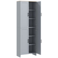 HOMCOM - Armoire de cuisine 67 po à 4 portes avec étagères réglables - gris-Doté d’un panneau de porte encastré notre armoire de rangement ajoute une beauté moderne et épurée à votre décoration intérieure 