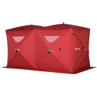 Outsunny - Tente Abri De Pêche Sur Glace Pop-Up 5-8 Personnes - Rouge-Disponible pour 5 à 8 personnes, dimensions de 141,7 po L x 70,9 po l x 78,7 po H, 70 pieds carrés d’espace pour pêcher 

