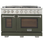 Kucht - 48 po Série KFX-X style professionnel au gaz propane - Acier inoxydable/Vert olive-Nouveaux brûleurs true simmer pour une cuisson délicate à basse température