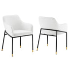 Modway - Jovi Performance Velvet Fauteuil à manger Ensemble de 2 - Noir Blanc-Fauteuil à manger rétro moderne