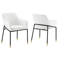 Modway - Jovi Performance Velvet Fauteuil à manger Ensemble de 2 - Noir Blanc-Fauteuil à manger rétro moderne