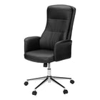 Monarch Specialties - 7323 Chaise de Bureau Ergonomique Aspect Cuir - Noir-Reposant sur une base métallique chromée robuste équipée de roulettes faciles à manSuvrer et d'une fonction d'inclinaison pratique, cette chaise allie durabilité et esthétique contemporaine