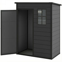 Outsunny - Remise de jardin extérieure 5 pi x 3 pi, avec porte verrouillable, gris foncé-Fabriqué en plastique résine de polypropylène avec renfort en acier pour une durabilité accrue
