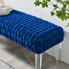 Modway - Prologue Tissé Performance Velvet Ottoman - Marine-Tissu résistant aux taches durable