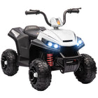 Qaba - Quad pour enfants 12V à batterie avec quatre roues et suspension à ressort - blanc-Suspension à ressorts sur 4 roues et siège large offrant une assise stable pour les jeunes conducteurs 