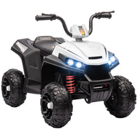 Qaba - Quad pour enfants 12V à batterie avec quatre roues et suspension à ressort - blanc-Suspension à ressorts sur 4 roues et siège large offrant une assise stable pour les jeunes conducteurs 