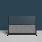 Luxor - Mur modulaire 70 x 48 - Cadre noir large, fenêtre givrée, PET gris frais-S'intègre au système de cloisons de séparation pour des configurations évolutives