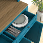 HOMCOM - Armoire de rangement 71 po avec espace pour micro-ondes et vaisselier - bleu marine-Les surfaces en mélamine et peintes sont faciles à nettoyer et à entretenir 