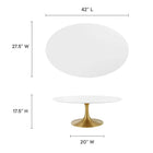 Modway - Lippa Ovale de 42 po Bois Table basse - Or Blanc-Plateau en MDF