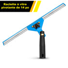 Gritt Commercial - Raclette pivotante pour fenêtres de 14 po avec déclenchement rapide-Le manche pivote à 180° pour atteindre facilement les coins, rebords et appuis de fenêtre