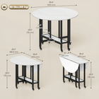HOMCOM - Table à manger pliante à abattant sur roulettes avec étagère de rangement ouverte pour 4-6 personnes - marbre blanc-La structure compacte convient aux petits logements et aux espaces de vie polyvalents 