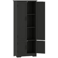 HOMCOM - Armoire de cuisine 60 po avec étagères - noir-Étagère réglable et amovible dans une armoire de rangement supérieure pour un stockage plus flexible 