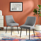 Modway - Viscount Tissu rembourré Chaises de salle à manger Ensemble de 2 - Noir Gris clair-Design minimaliste