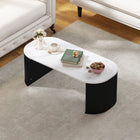 HOMCOM - Table basse avec plateau effet marbre - noir-Patins en feutre réduisent le bruit et protègent vos sols des rayures