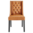 Modway - Baronet Bouton touffé Cuir végane Chaise à manger - Tan-Fauteuil d’appoint moderne élégant