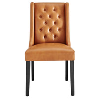 Modway - Baronet Bouton touffé Cuir végane Chaise à manger - Tan-Fauteuil d’appoint moderne élégant
